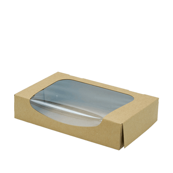 Boîte en carton avec fenêtre bio, brune, 900ml/30oz