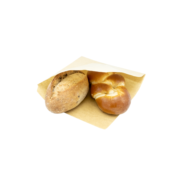 Sachet plat pour snack, brun, ouvert sur 2 côtés, 180 x 180mm